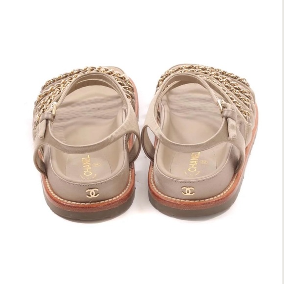 Chanel Beige Chain Strap Sandals - Picture 2 of 7